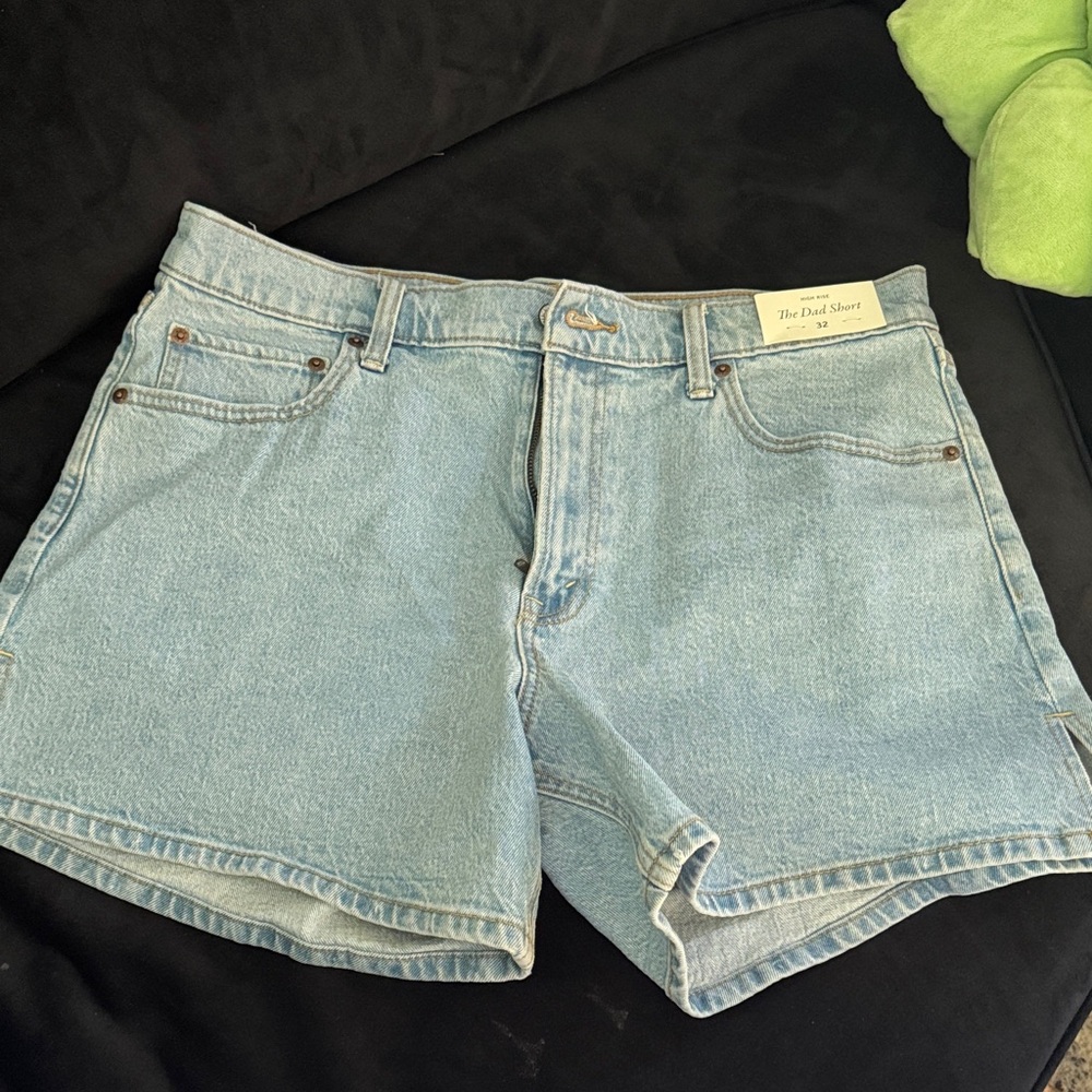 Abercrombie The Dad Shorts Light Wash Denim High Rise Shorts - Light Blue